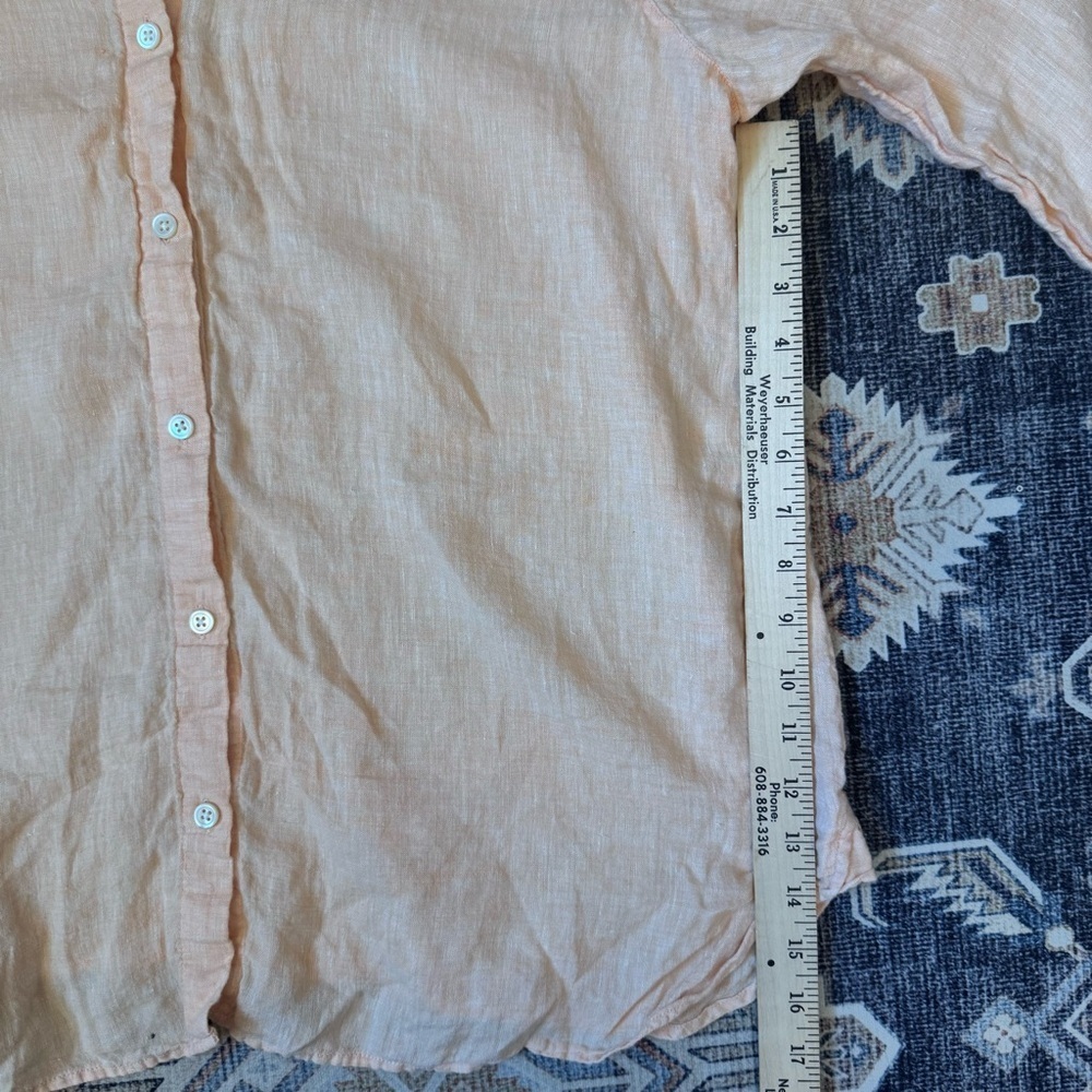 J. Jill 100% Linen Button-Down Long Sleeve Shirt Orange Women’s Size XL - Picture 9 of 12